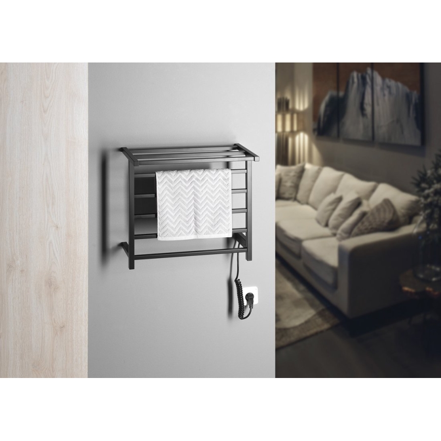 Sapho - Електрически сушилник за кърпи ELZOR 60W 47x50 см матово черно