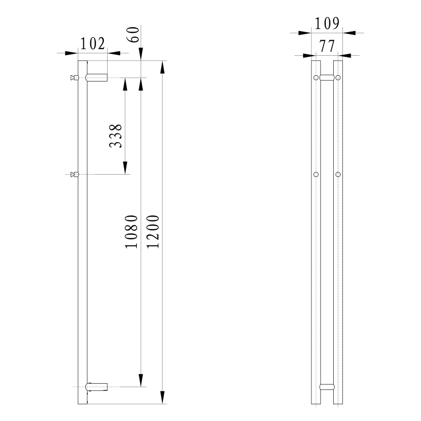 Sapho - Електрически сушилник за кърпи PAPINADO 40W 120x11 см матово черно