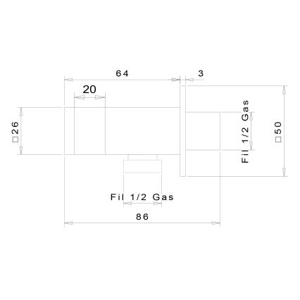Sapho - Фиксирана ъглова стойка за душ с извод за вода/матов черен