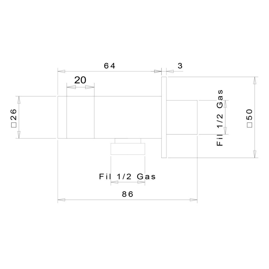 Sapho - Фиксирана ъглова стойка за душ с извод за вода/матов черен
