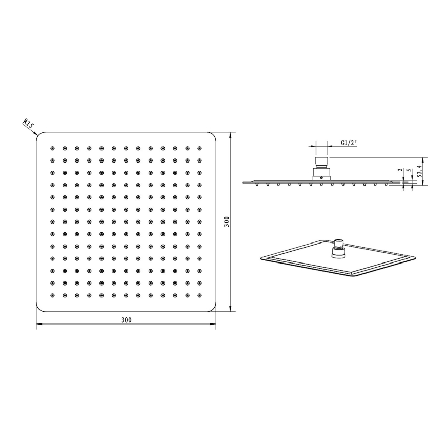 Sapho - Горен душ SLIM 30x30 см полиран неръждаем
