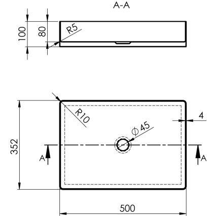 Sapho - Мивка за плот AURUM 50x35 cm антрацит