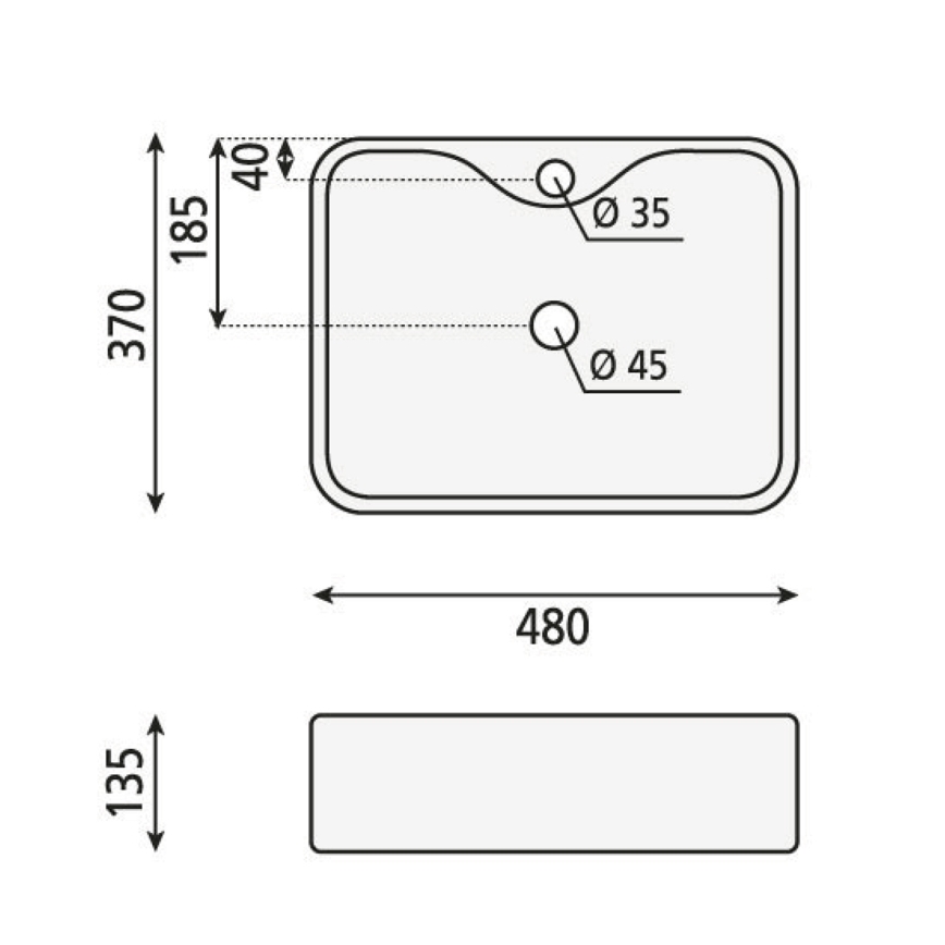Sapho - Мивка за плот BALENA 48x37 cm, матово черно покритие