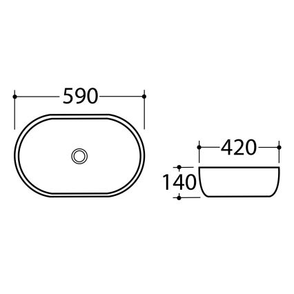 Sapho - Мивка за плот DALMA 59x42 см керамика/сиво