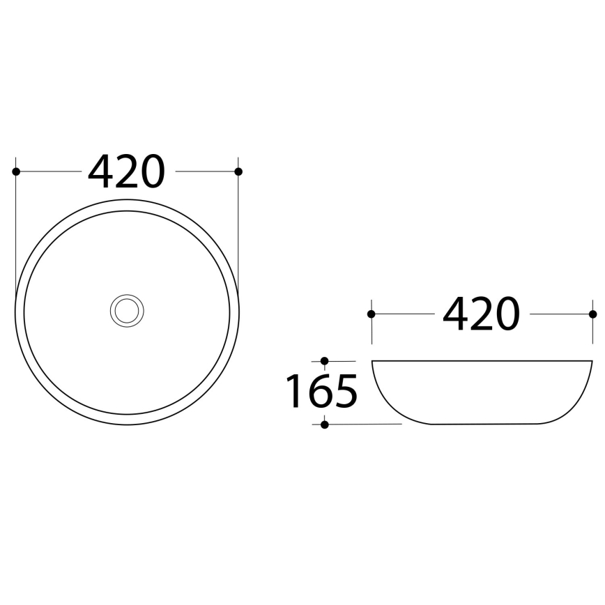 Sapho - Мивка за плот DALMA Ø 42 см керамика/Carrara/бяла