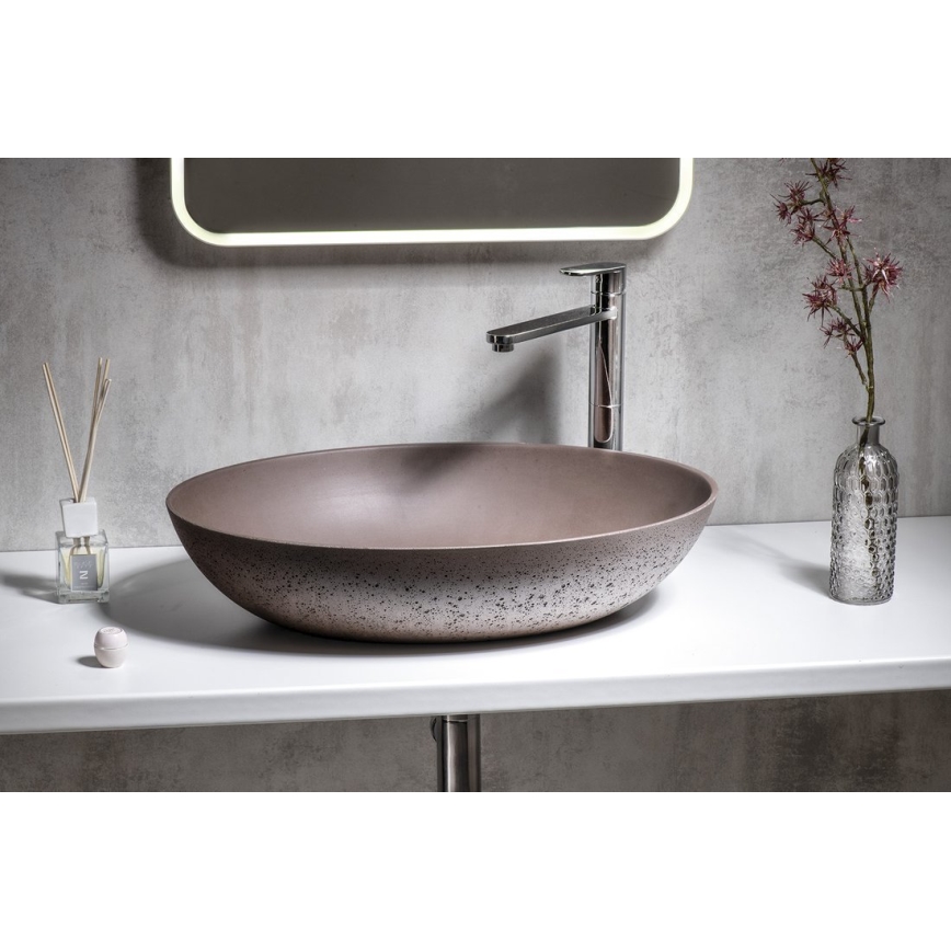 Sapho - Мивка за плот FORMIGO 60x40 cm бетон/кафява