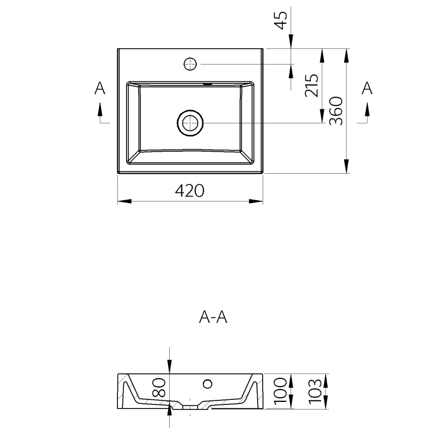 Sapho - Мивка за плот ORINOKO 42x36 см керамика/бяла