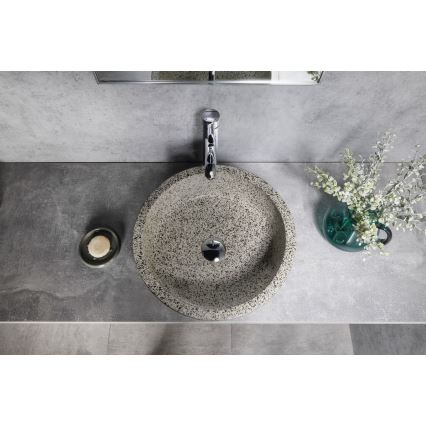 Sapho - Мивка за плот PRIORI, диаметър 41 см, бяла/сива