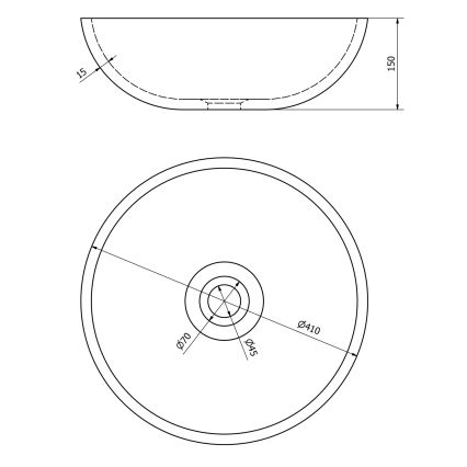Sapho - Мивка за плот PRIORI диаметър 41 см черна/бяла