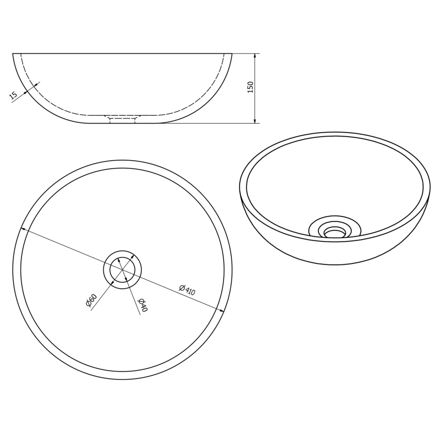 Sapho - Мивка за плот PRIORI Ø 41 см керамика/пъстра