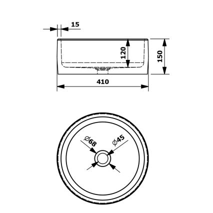 Sapho - Мивка за плот PRIORI Ø 41 см керамика/синя