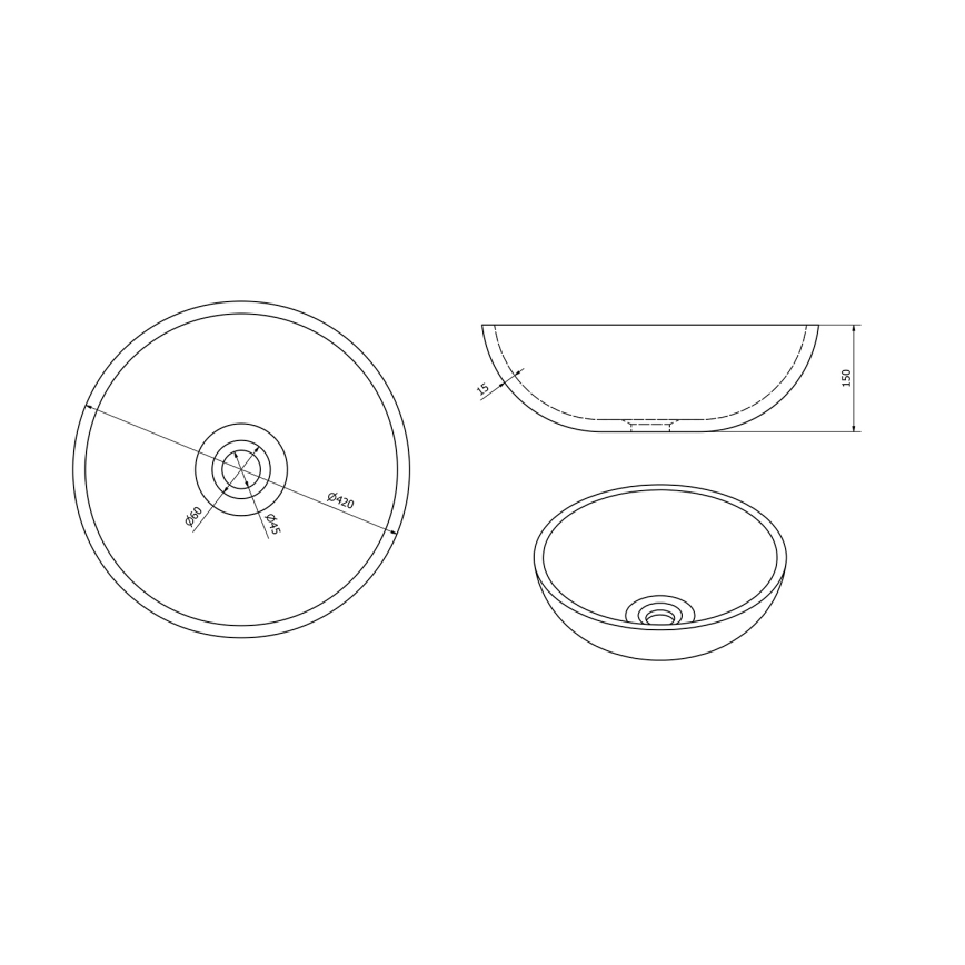 Sapho - Мивка за плот PRIORI Ø 42 см керамика/зелена