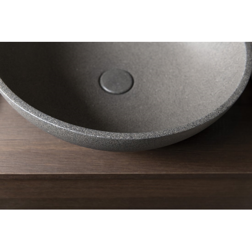 Sapho - Мивка за плот TURF Ø 44 см бетон/черен гранит