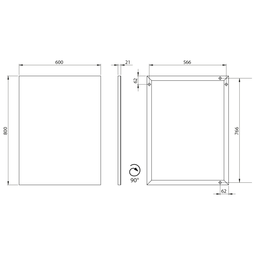 Sapho - Огледало с рамка AROWANA 60x80 cm матово черно
