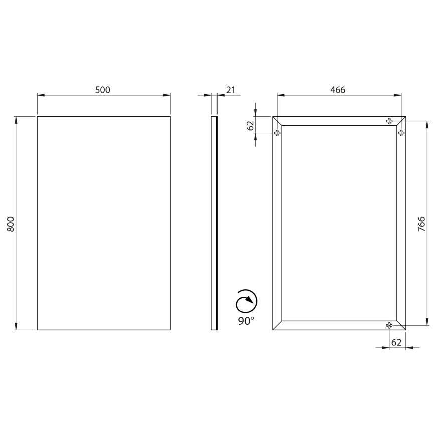Sapho - Огледало в рамка AROWANA 50x80, матово черно