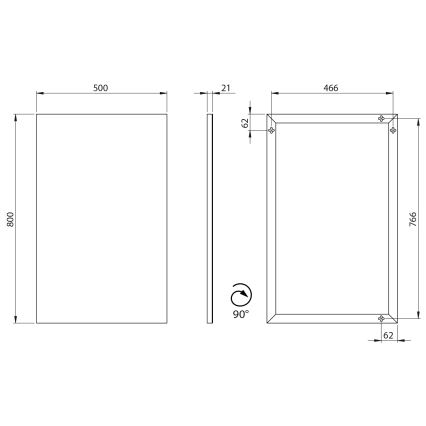 Sapho - Огледало в рамка AROWANA 50x80, матово черно