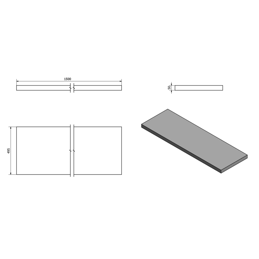Sapho - Плот за мивка AVICE 150x49,5 см сив/цимент