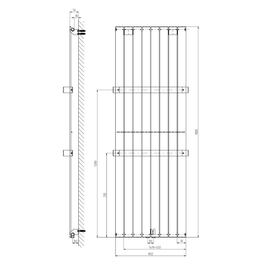 Sapho - Радиатор за баня COLONNA 180x60 cm сребрист