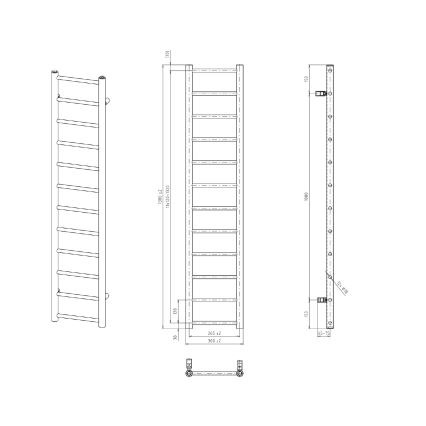 Sapho - Радиатор за баня DINA 278W 30x138 cm матово черно