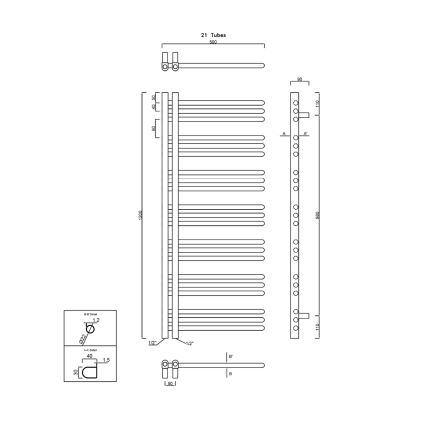 Sapho - Радиатор за баня DORLION 120 x 50 см, хром с висок гланц
