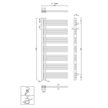 Sapho - Радиатор за баня DORLION 400W 50x120x50 см матово черно