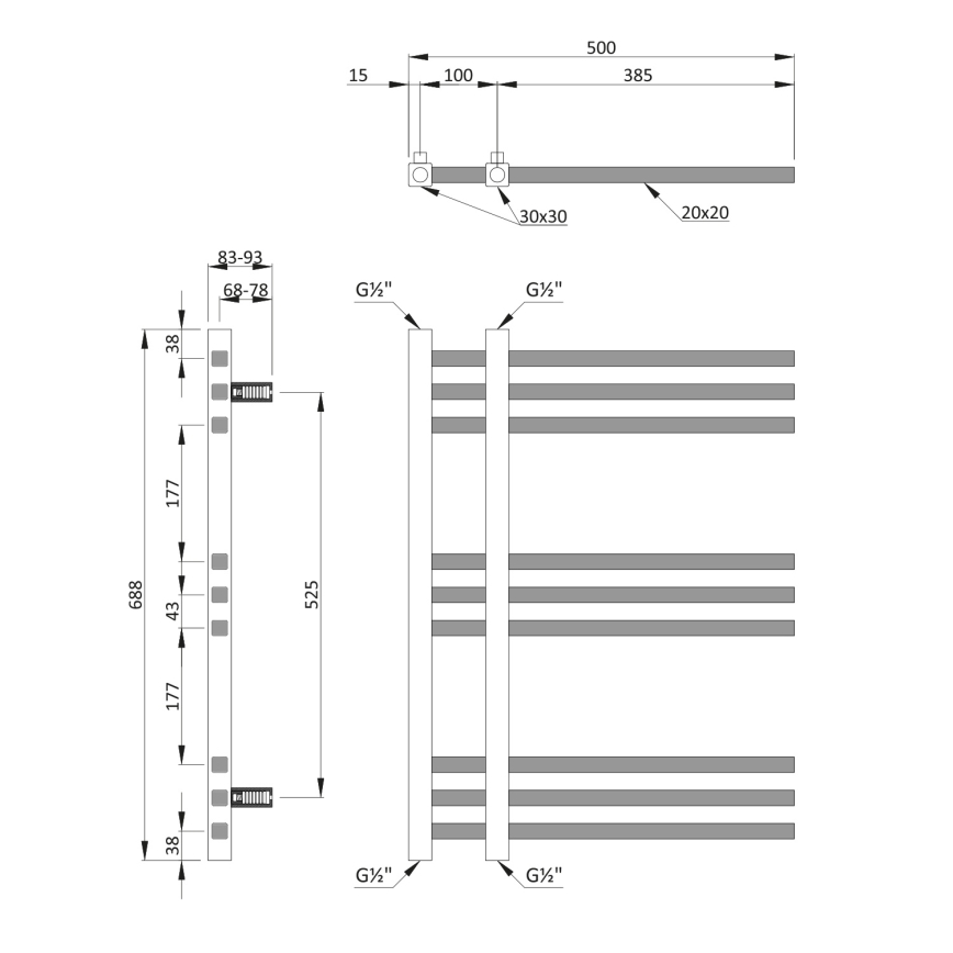 Sapho - Радиатор за баня MAGDALENA 241W/230V 50x69 cm лъскав хром