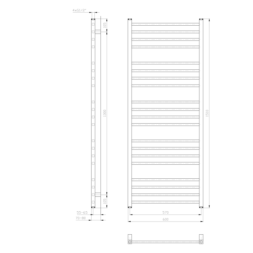Sapho - Радиатор за баня METRO 60x151x60 см бял