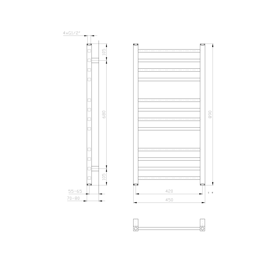 Sapho - Радиатор за баня METRO 89x45 см, бял