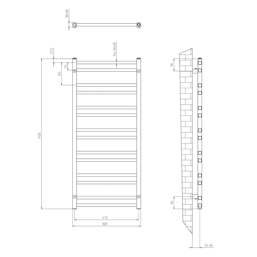 Sapho - Радиатор за баня METRO DOS 343W/230V 50x110 см лъскав хром