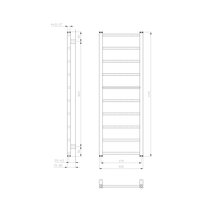 Sapho - Радиатор за баня METRO LIGHT 114 x 40 см бял