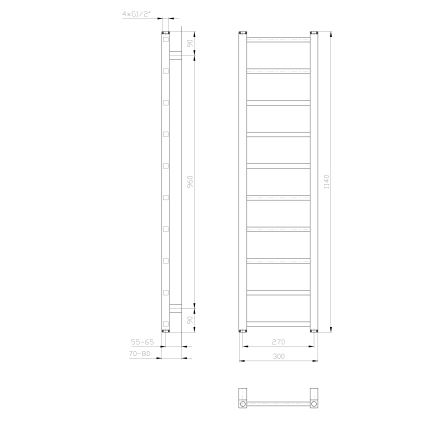 Sapho - Радиатор за баня METRO LIGHT 114x30 cm, лъскав хром