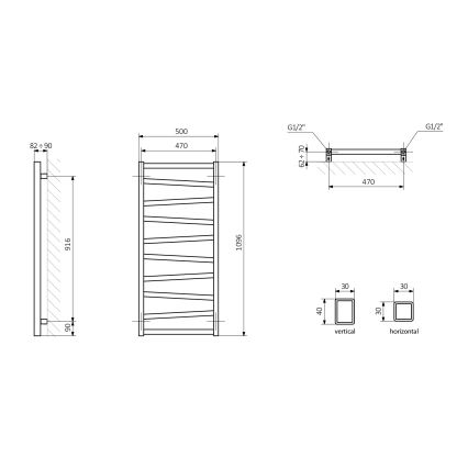 Sapho - Радиатор за баня ZIG 110x50 см антрацит