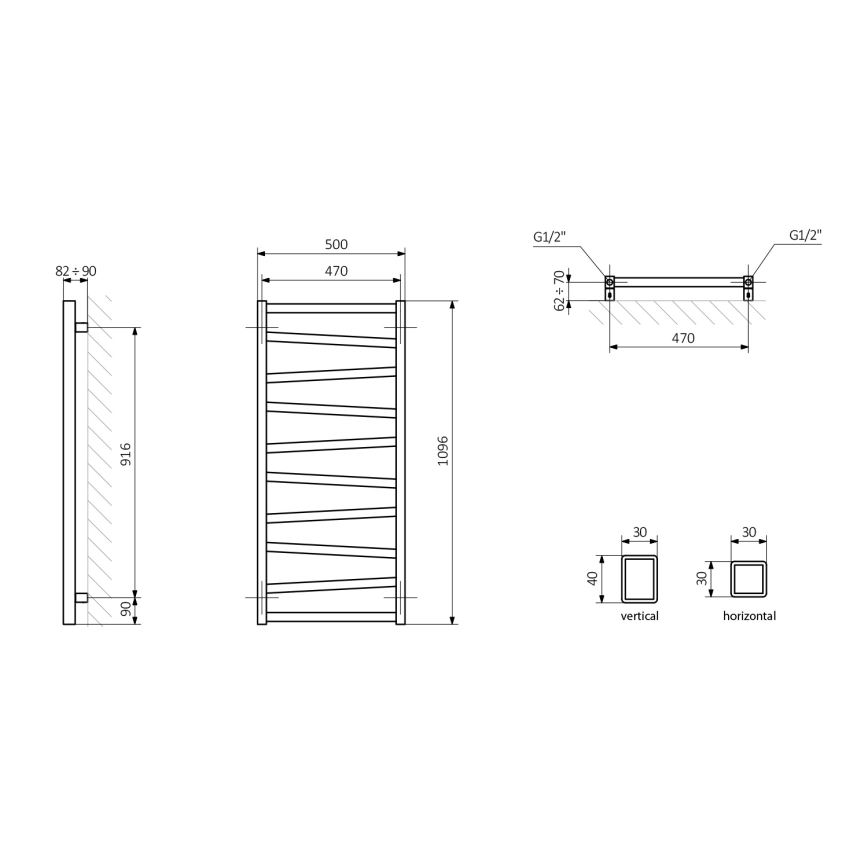 Sapho - Радиатор за баня ZIG 110x50 см антрацит