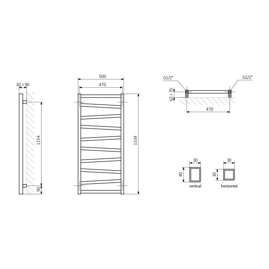 Sapho - Радиатор за баня ZIG 133x50 см антрацит