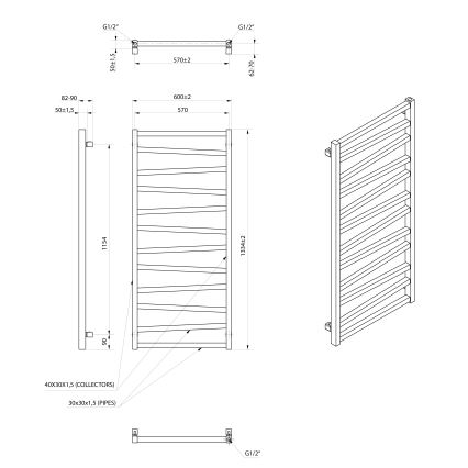 Sapho - Радиатор за баня ZIG 133x60 см черен