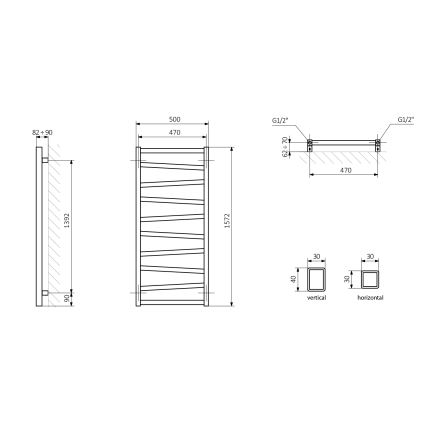Sapho - Радиатор за баня ZIG 157x50 см антрацит