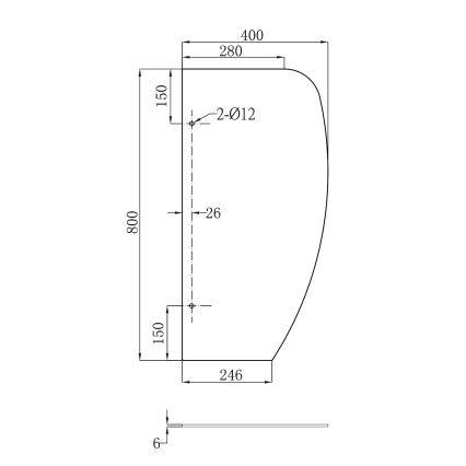 Sapho - Разделителна преграда за писоари 40x80 cm матово стъкло