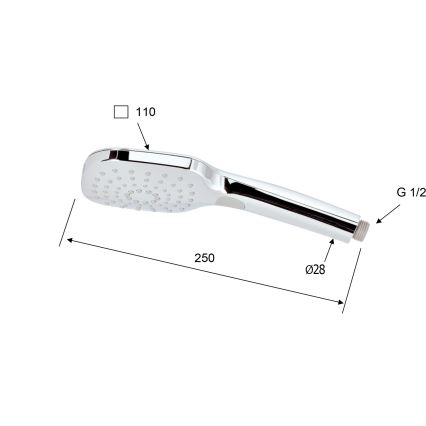 Sapho - Ръчен душ с бутон, лъскав хром