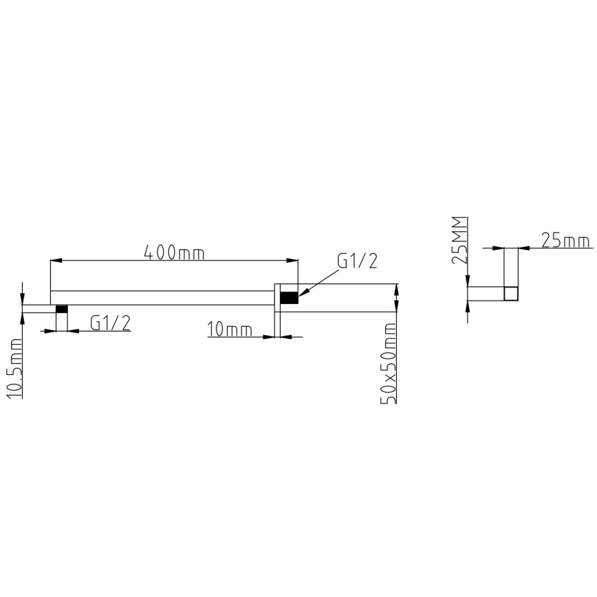 Sapho - Ръкохватка за душ ъглов 40 см матов черен