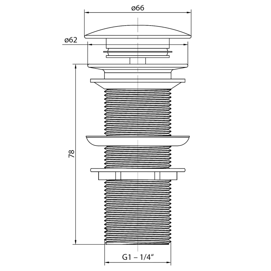 Sapho - Слив за умивалник BLOK Ø 6,6 см carrata/бял