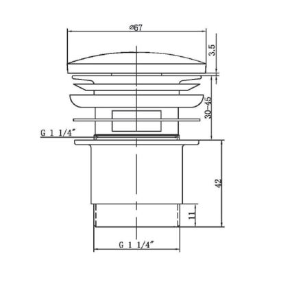 Sapho - Слив за умивалник Ø 6,7 см, лъскав хром