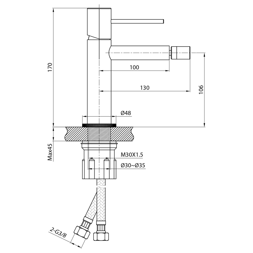 Sapho - Смесител за биде SOLARIS матов черен