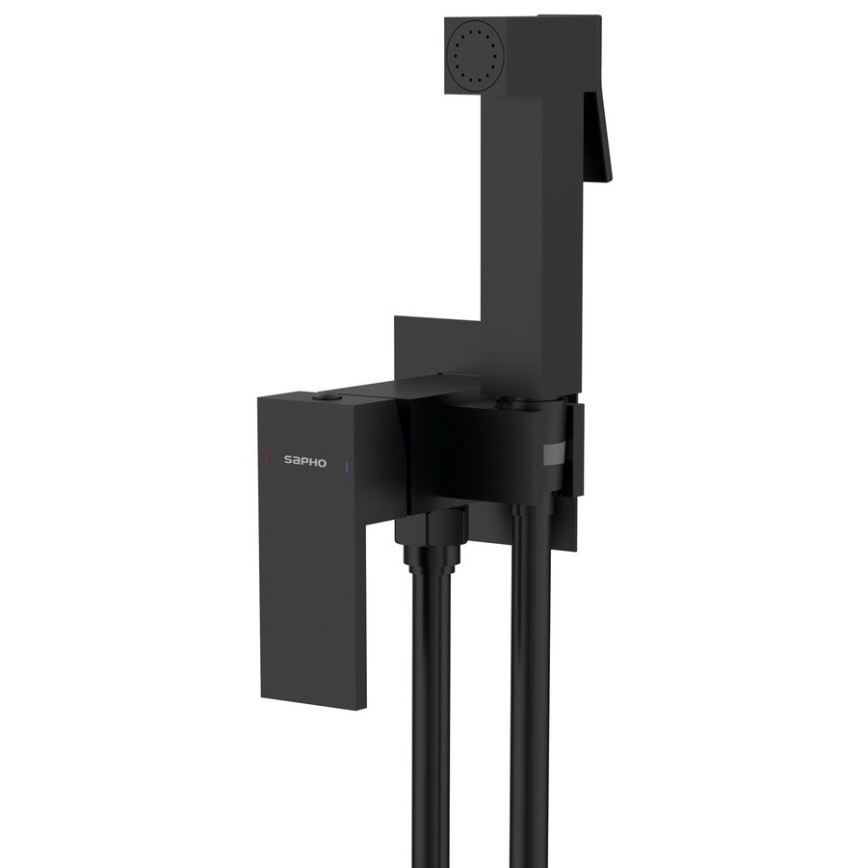 Sapho - Смесител за бидета с душ за скрит монтаж CUBEMIX ъглов/матов черен