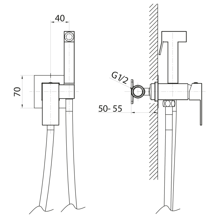 Sapho - Смесител за бидета с душ за скрит монтаж CUBEMIX ъглов/матов черен
