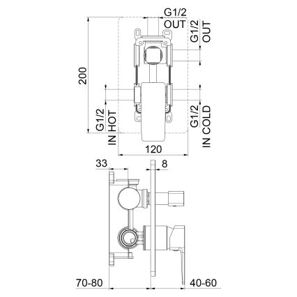 Sapho - Смесител за душ за вграден монтаж TURSI, бляскав хром