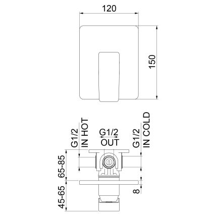 Sapho - Смесител за душ за вграден монтаж TURSI матово черно