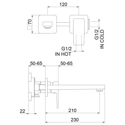 Sapho - Смесител за мивка 2-отворен TURSI, матово черен