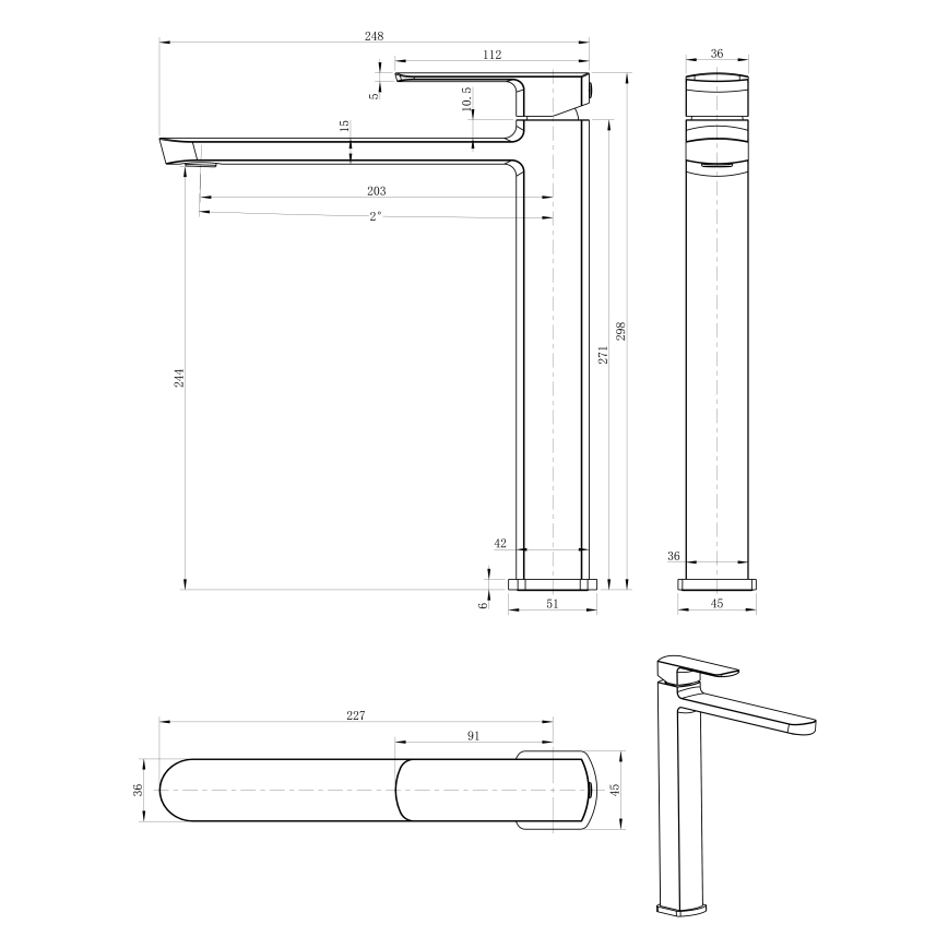 Sapho - Смесител за мивка MIXONA 29,8 см лъскав хром