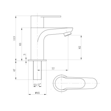 Sapho - Смесител за мивка SMALL 11,3 см лъскав хром