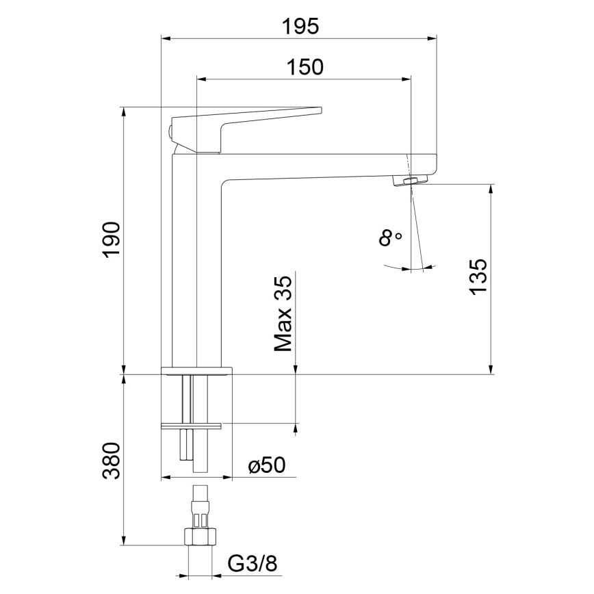 Sapho - Смесител за мивка TURSI 19 cm в матово черно